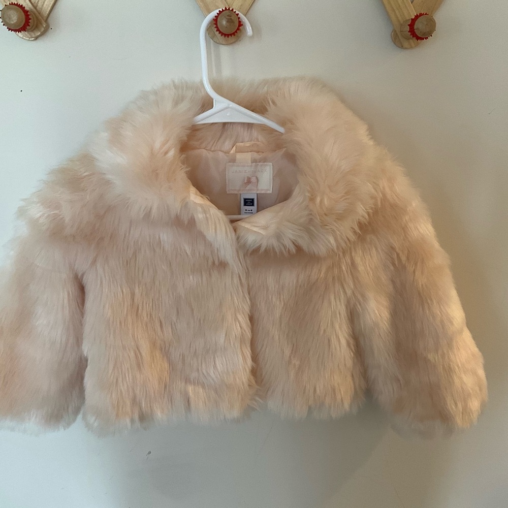 Janie and Jack Peach Faux Fur Capelet - Picture 9 of 9